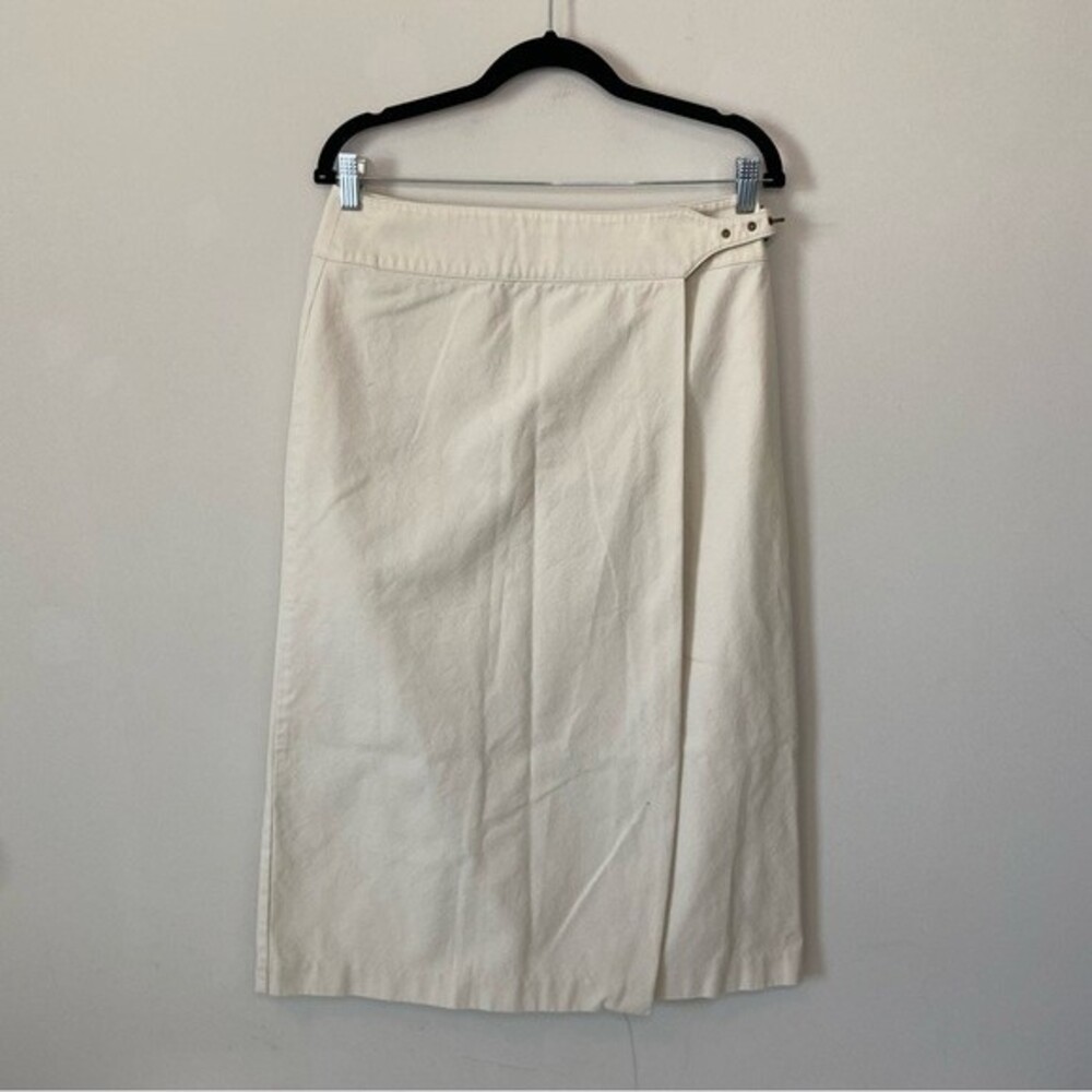 Talbots Khaki Maxi Wrap Skirt with Side Buckle Sz 10P